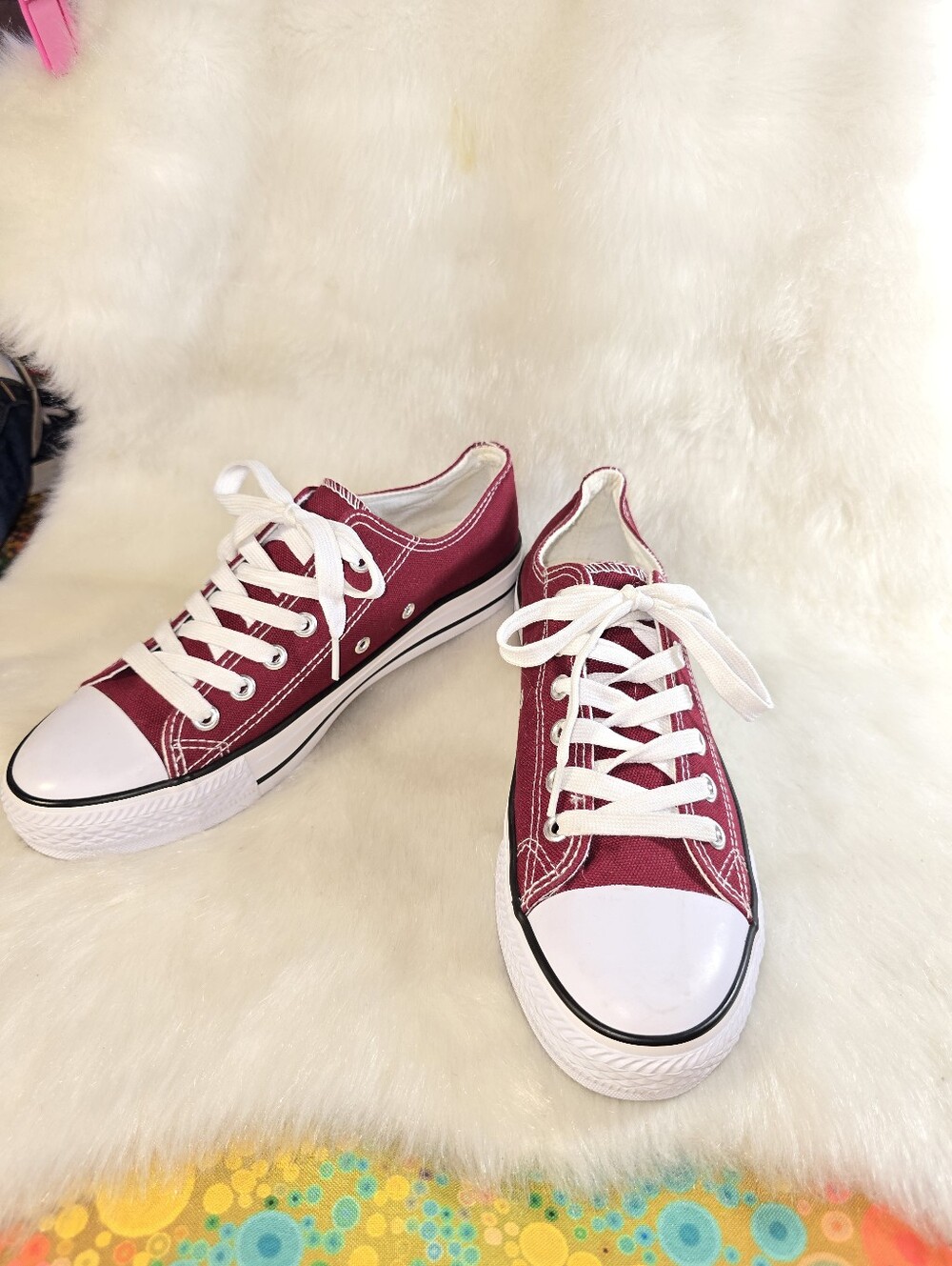 All Sport (Converse-inspired) Classic Low-Top Canvas Sneakers in Burgundy - Picture 2 of 9